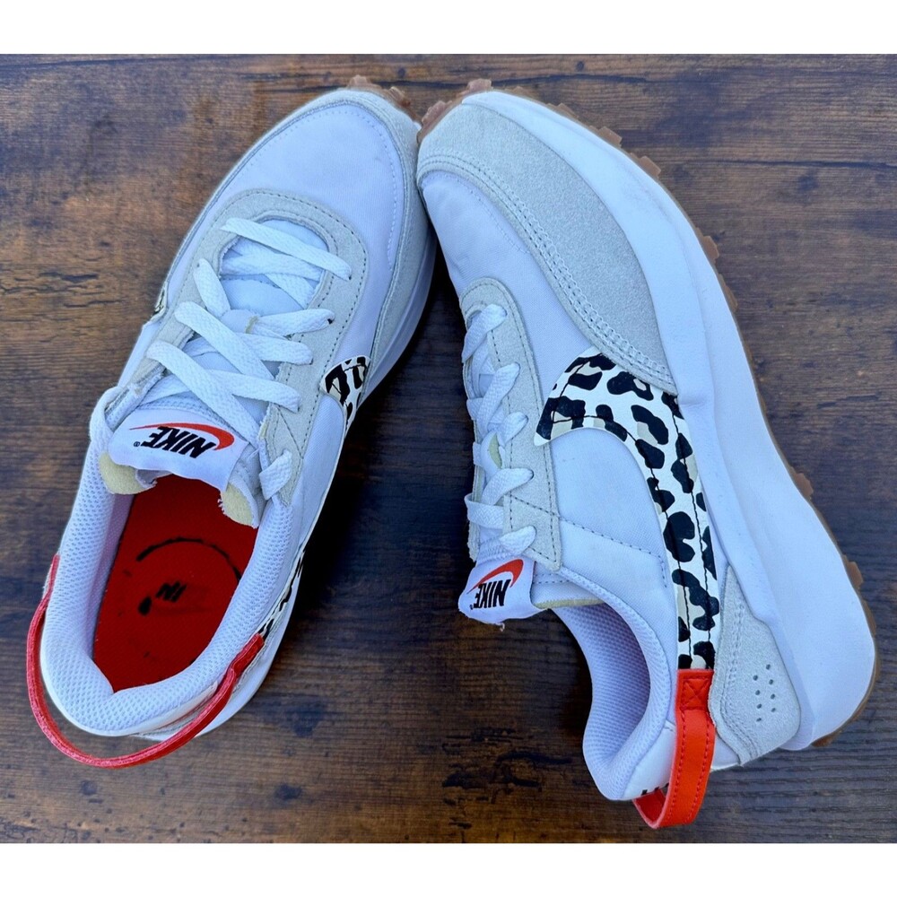 Nike Waffle One DZ5201-100 Leopard Print Swoosh White Orange Women’s 7 Shoes - Picture 10 of 16